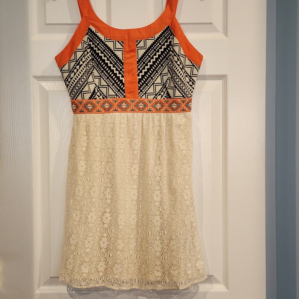 Flying Tomato Lace Dress Embroidered Boho Mini Sz Small
